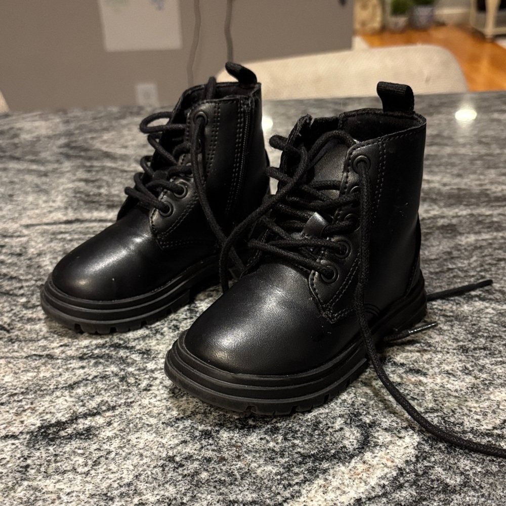Zara Kids Black Lace-Up Boots